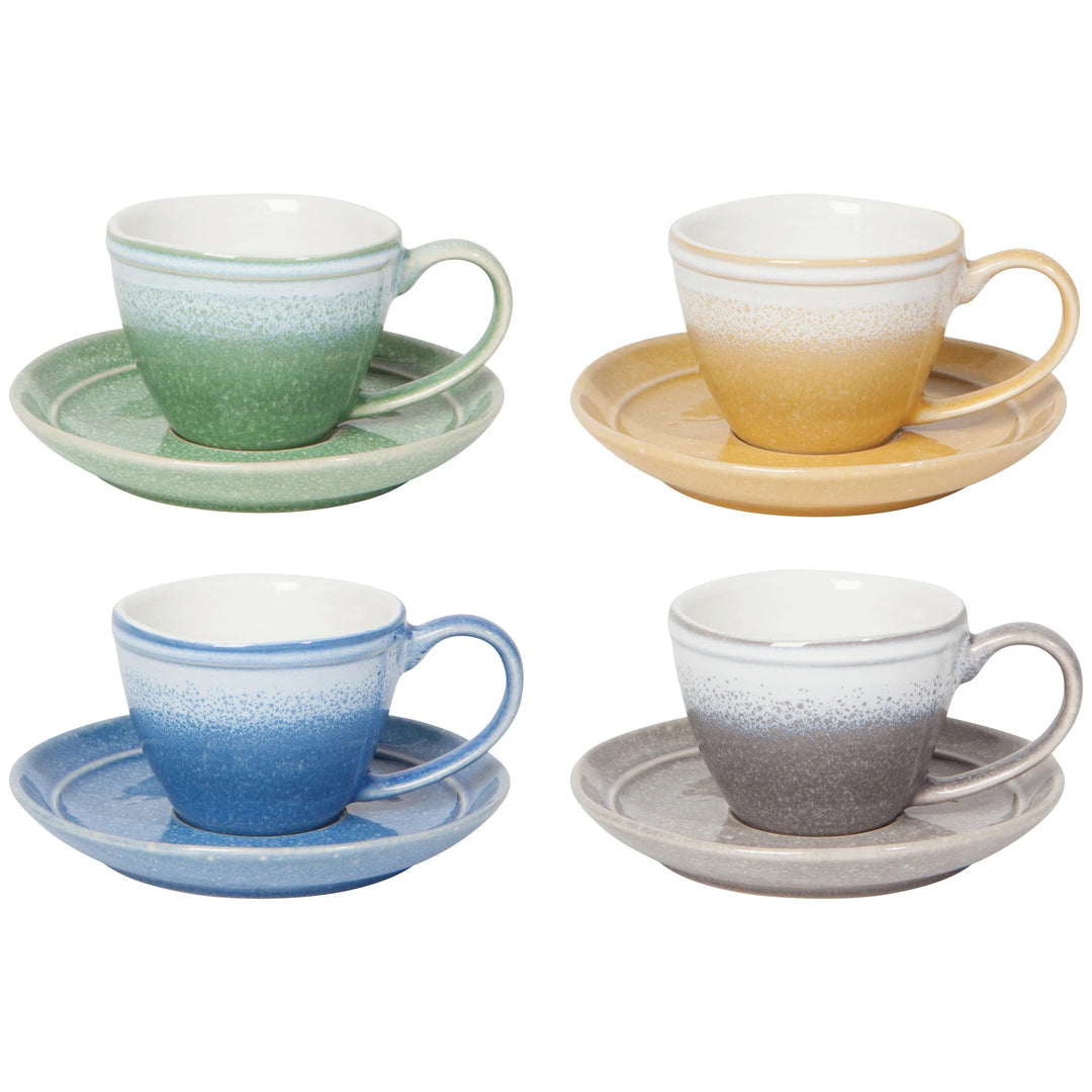 Mineral Espresso Cups and Saucers, Set of 4