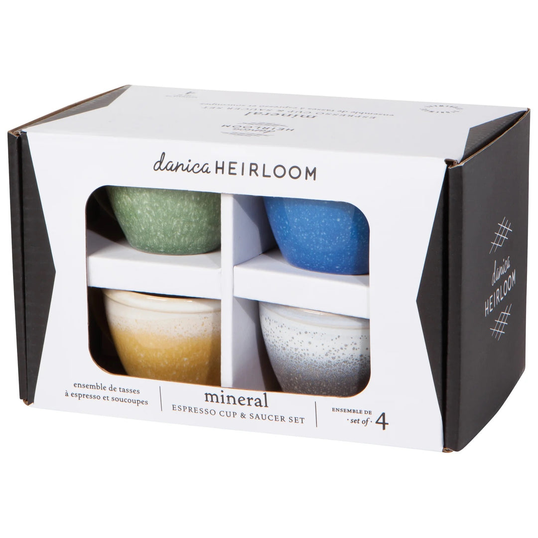 Mineral Espresso Cups and Saucers, Set of 4