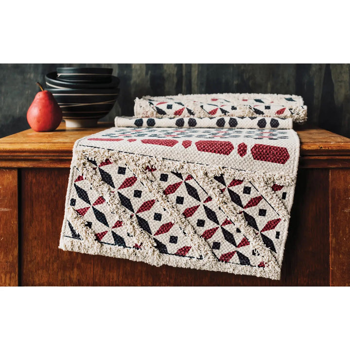 "Mosaic" Cotton Table Runner, Midnight Wine