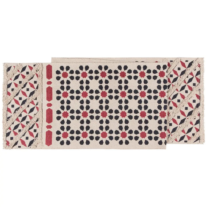 "Mosaic" Cotton Table Runner, Midnight Wine