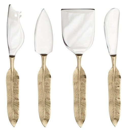 Plume Gold Cheese Knives (Set of 4)