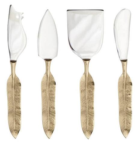 Plume Gold Cheese Knives (Set of 4)