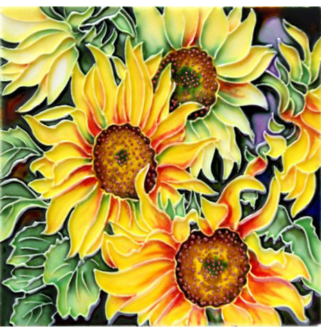 tile with sunflower pattern