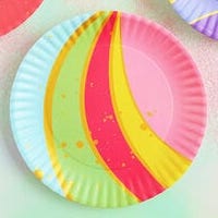 Color Couture Neon Stripe Melamine Serving Platter, 16"