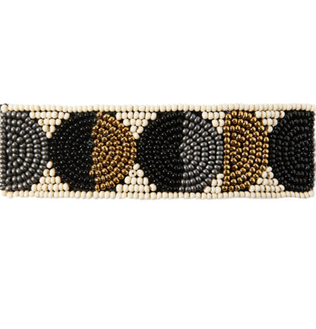 Black & Gold Ivory Circle Beaded Barrette