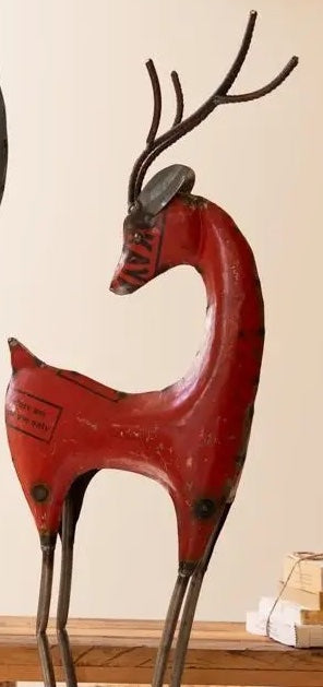 Recycled Iron Reindeer Figurine