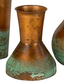 Two-Toned Copper Vase with Turquoise Patina