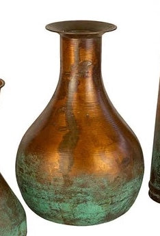 Two-Toned Copper Vase with Turquoise Patina