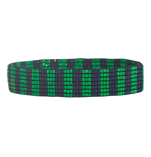 Two Tone Vertical Stripe Beaded Stretch Bracelet