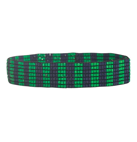 Two Tone Vertical Stripe Beaded Stretch Bracelet