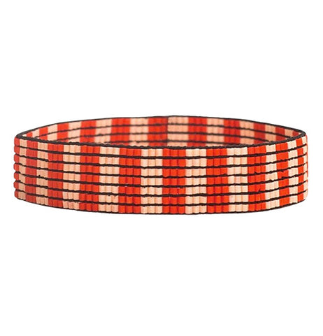 Two Tone Vertical Stripe Beaded Stretch Bracelet