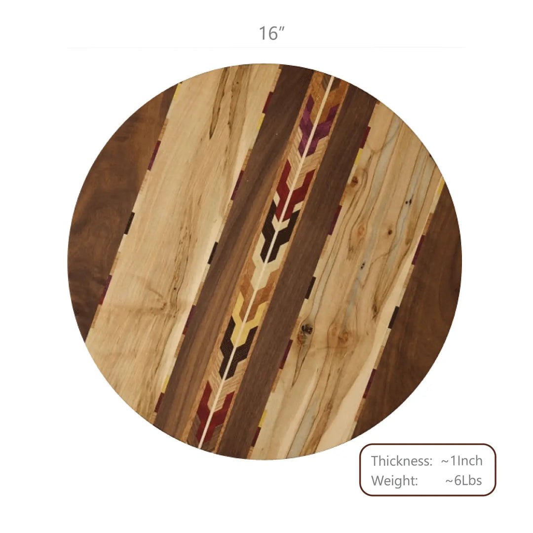 Handmade Wood Inlay Charcuterie Board / Lazy Susan