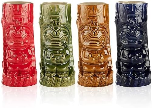Hard-Carved Tiki Mugs