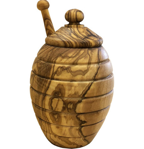 Olive Wood Honey Pot and Honey Dipper