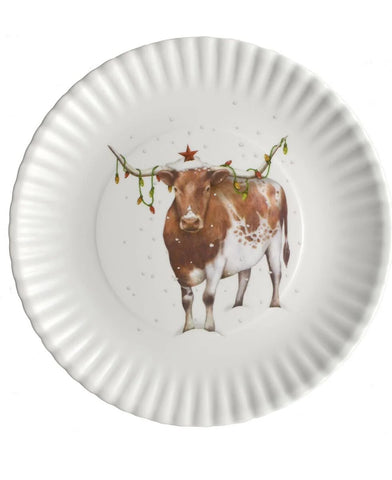 Christmas Longhorn Melamine Plate Set of 4