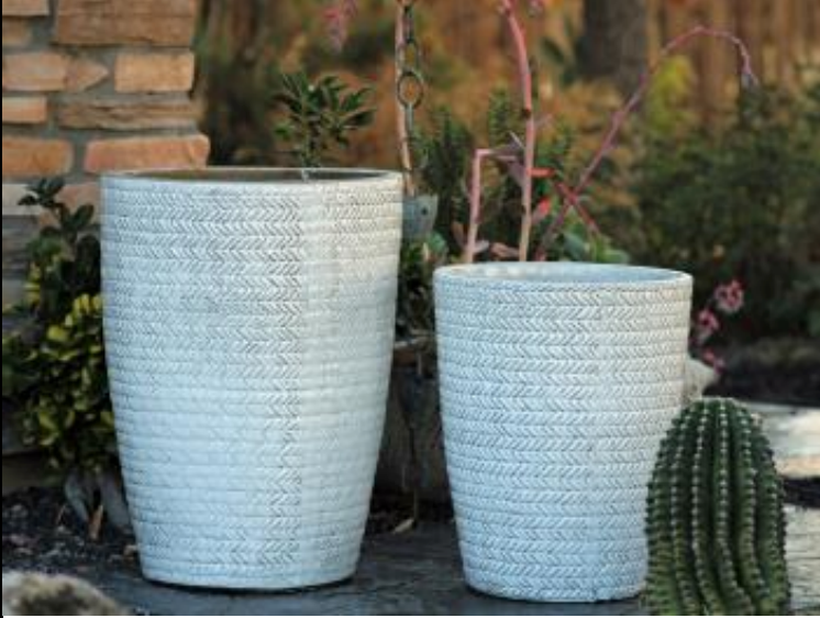 Rope Printed Planter, White Spot