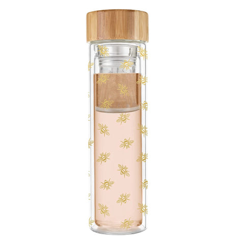 Bees Glass Travel Infuser Mug