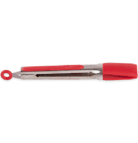 Square Silicone Tip Tongs 9-In Red