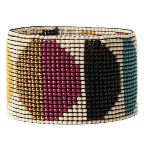 Penelope Half Circle Beaded Stretch Bracelet Muted Rainbow