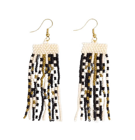 Adaline Mixed Patterns Beaded Fringe Earrings