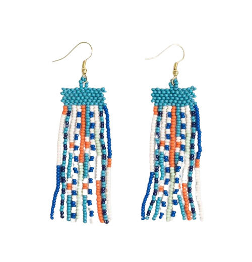 Adaline Mixed Patterns Beaded Fringe Earrings