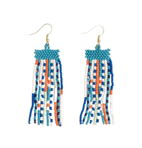 Adaline Mixed Patterns Beaded Fringe Earrings