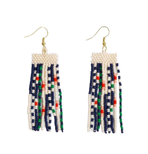 Adaline Mixed Patterns Beaded Fringe Earrings