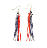 Melissa Speckled Border with Solid Middle Beaded Fringe Earrings