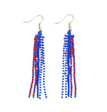 Melissa Speckled Border with Solid Middle Beaded Fringe Earrings