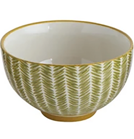 Hand-Stamped Stoneware Bowl