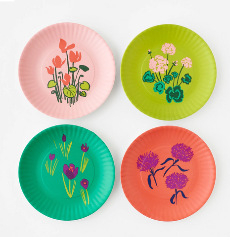 Les Fleurs Melamine Plates , set of 4