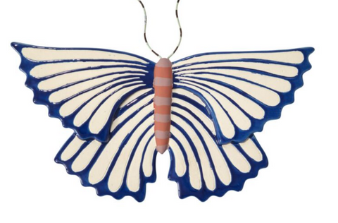 Sculpted Moth Wall Art- Blue and White