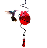 "Hanging Droplet Spiral" Blown Glass Hummingbird Feeder