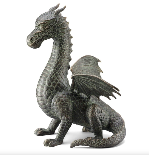 Cast Metal Winged Dragon Statuary