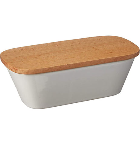 Blank Ceramic and Beechwood Butter Dish