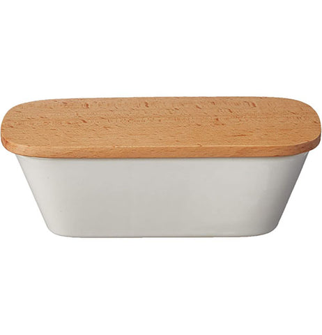 Blank Ceramic and Beechwood Butter Dish