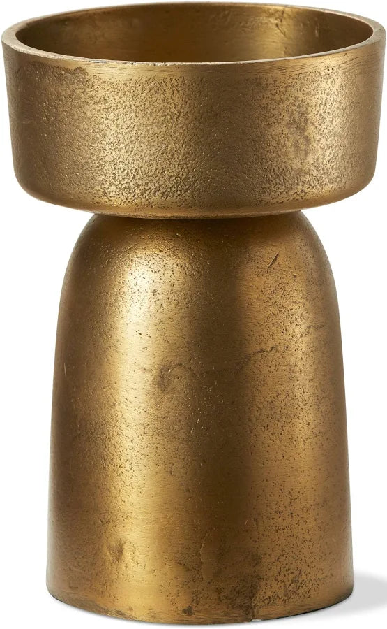 Brass Finished "Knoll" Pillar Candle Holder, Short