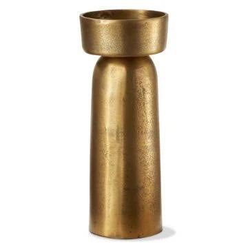 Brass Finished "Knoll" Pillar Candle Holder, Tall