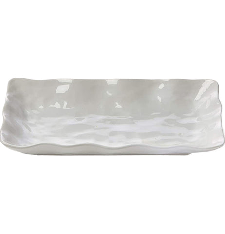 Small Wavy Ceramic Serving Platter White
