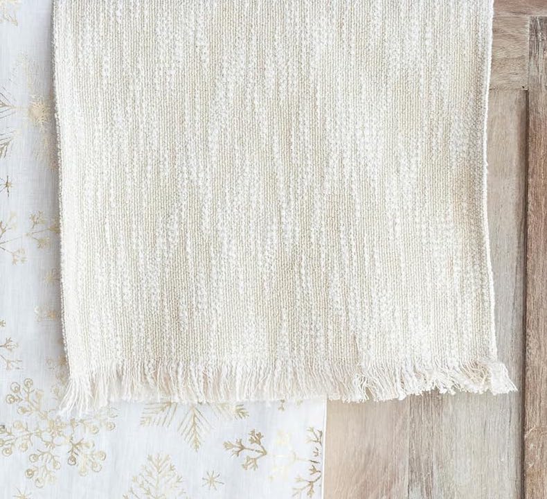 Shimmery Gold Woven Cotton Slub Table Runner