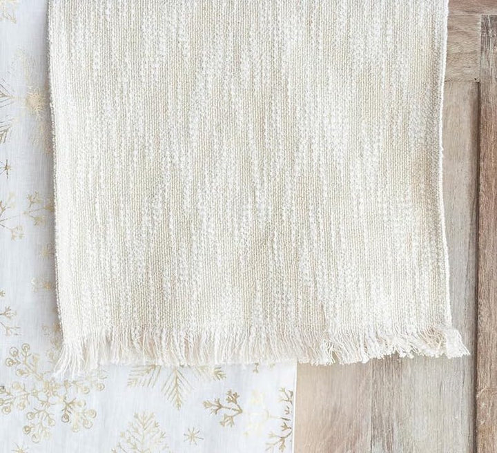 Shimmery Gold Woven Cotton Slub Table Runner