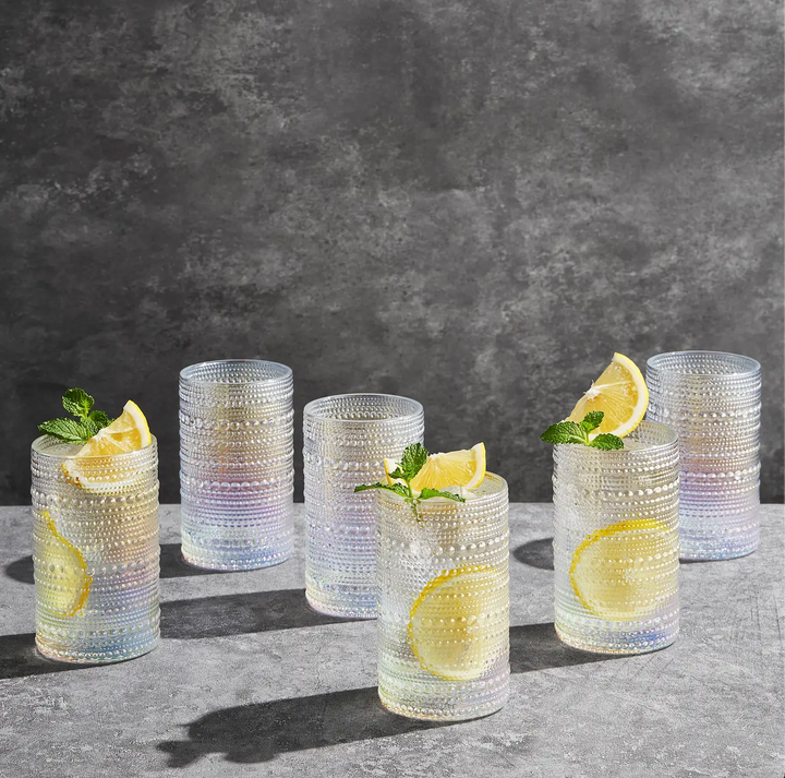 Hobnail Iridescent Beaded Highball Tumbler Glass