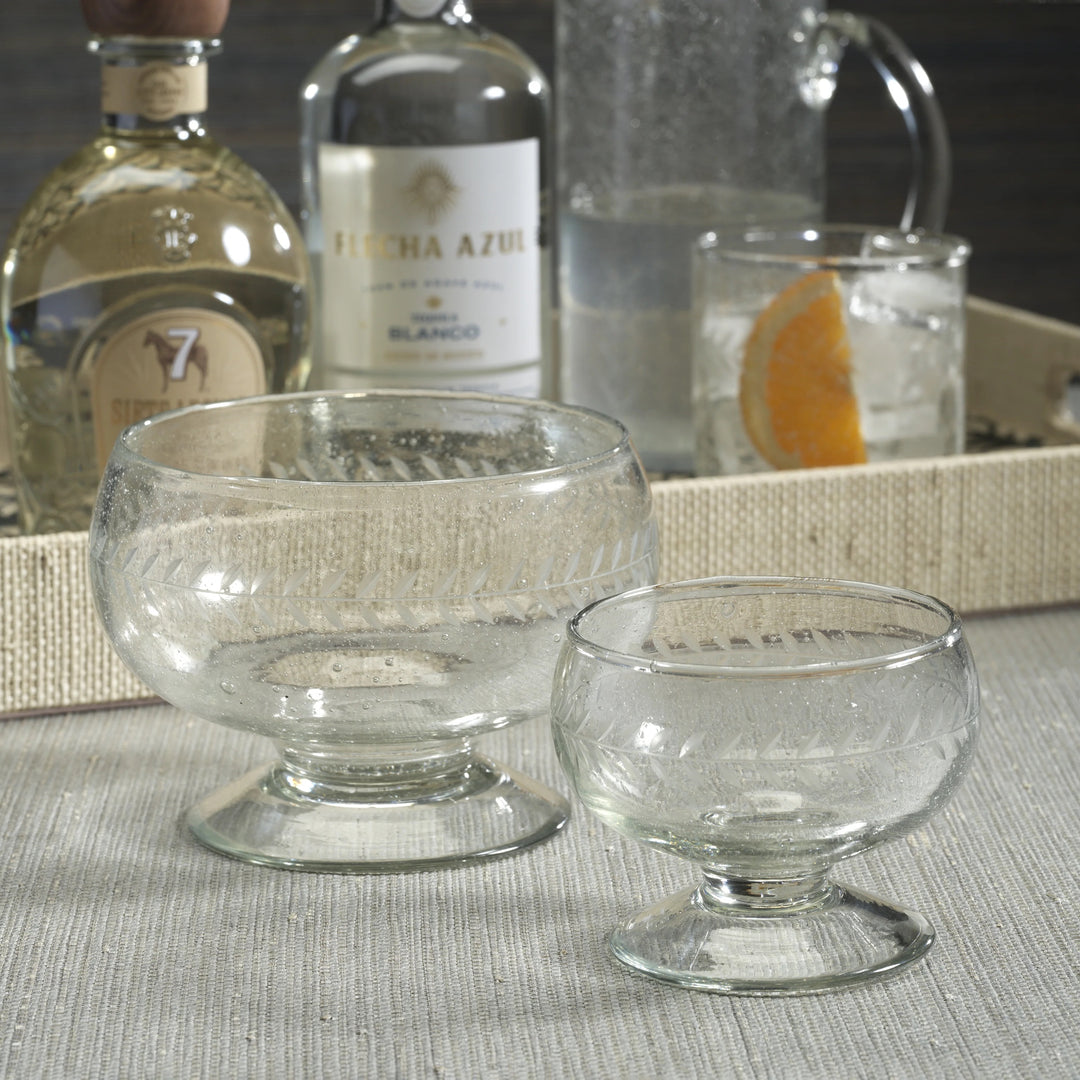 Tuscan Handmade Etched Condiment Glass Bowl, Small