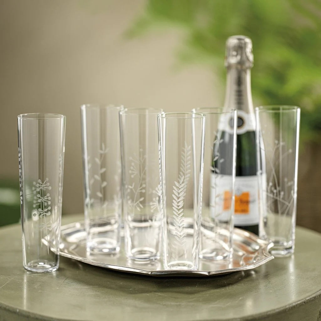 Flora Etched Stemless Champagne Flute