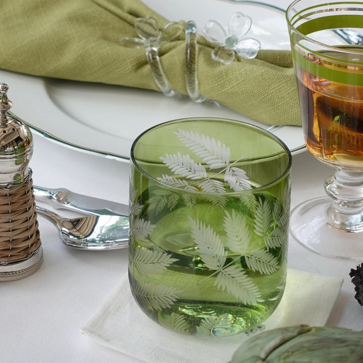 Fern Leaf Rocks Glass