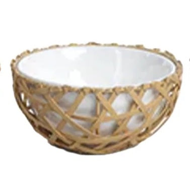Wicker and Bamboo Condiment Bowl