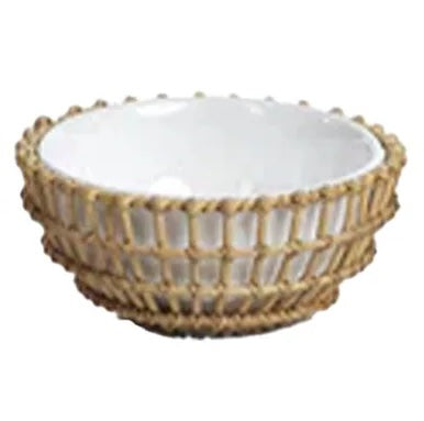 Wicker and Bamboo Condiment Bowl