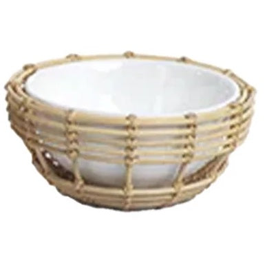 Wicker and Bamboo Condiment Bowl