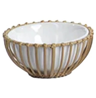 Wicker and Bamboo Condiment Bowl