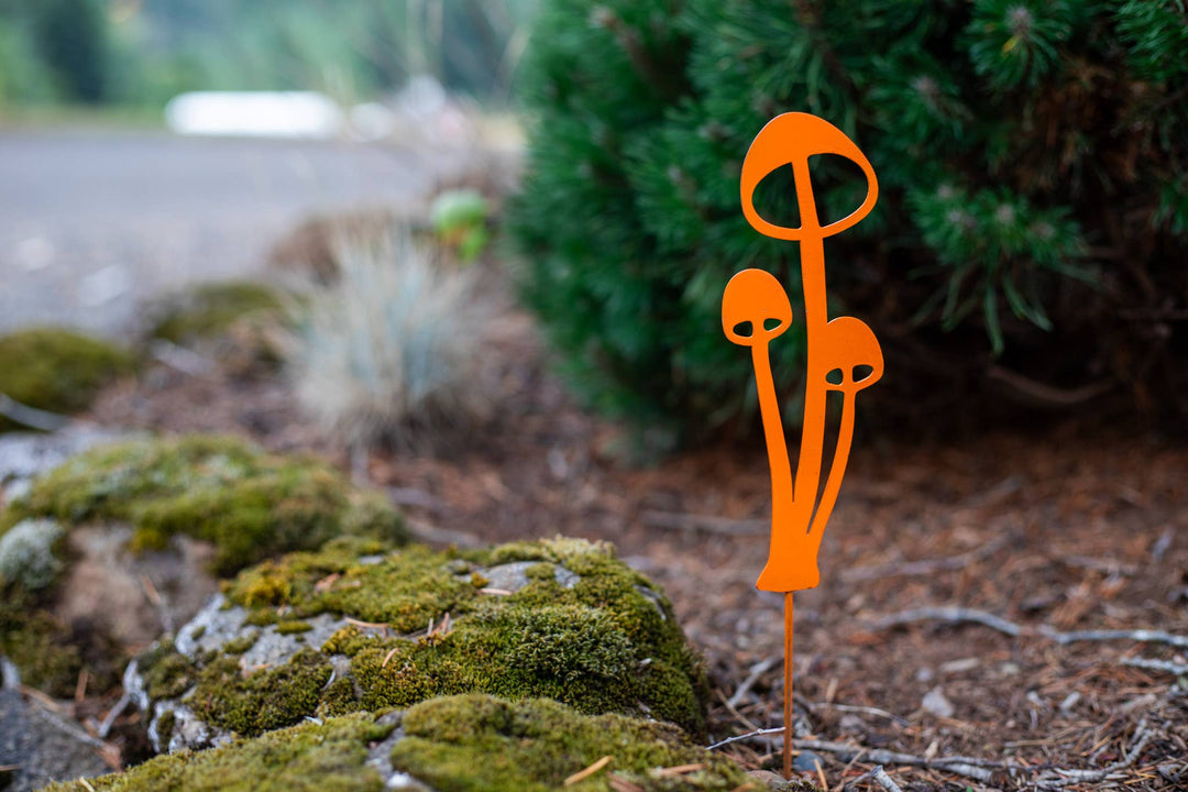 Bright Painted Metal Mushroom Pick